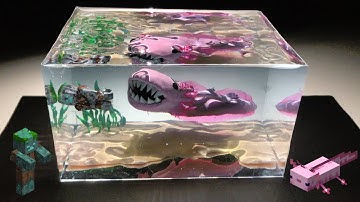 How to Make a Minecraft Drowned view of an Axolotl Diorama / Epoxy Resin/ Polymer Clay