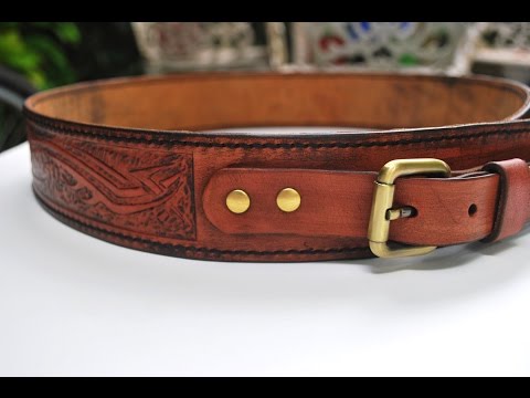 Making A Leather Guitar Strap Tribal Design - YouTube