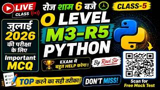 O Level M3-R5 (Python) Important MCQ Live Class-5 | Most Expected Questions 2026#APTINSTITUTE