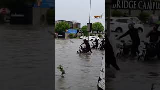 Flooded Roads in Lahore's Defence See Residents Sailing Boats