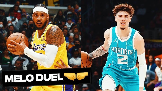 LaMelo and Carmelo jersey swap after the game. Respect. 🙌