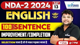 NDA 2 2024 English Class | 100 Sentence Improvement/Completion | NDA 2 2024 | Rohit Sir