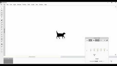 Cat walking on art board of fontlab studio - study for variable font