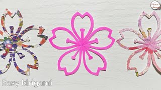 【簡単切り紙】桜の花が好き【Easy kirigami】How to make Cherry Blossom 색종이접기 벚꽃　漂亮的折纸　可爱的樱花 folding paper 桜を咲かせましょう