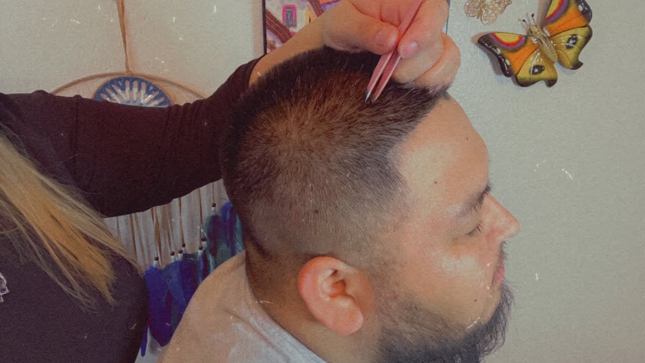 ASMR| Grey hair plucking, head massage, beard scratching & shoulder massage- relaxation 😴🤌🏻