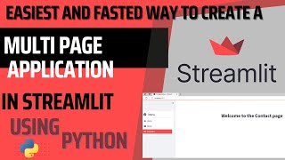 How To Create Streamlit Multipage Application Fast And Easy in Python