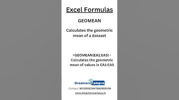 Excel Formula GEOMEAN with Description and example #shorts