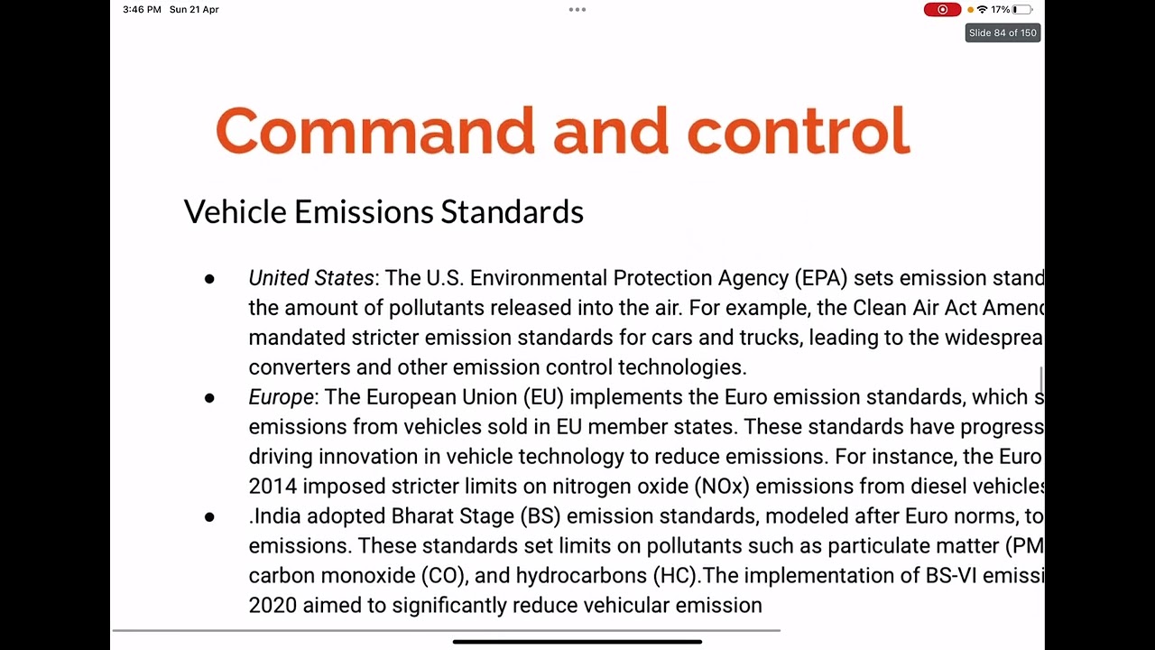 Command and control approach for environmental externalities