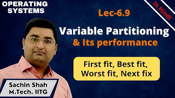 L6.9: Variable partitioning | First fit, Best fit, Worst fit & Next fit