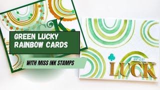 Green Luck Rainbow with Miss Ink Stamps