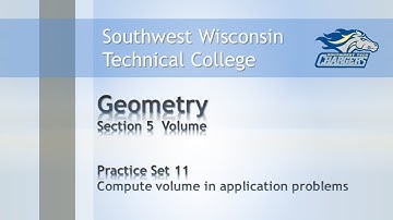 College Math - Geometry Chapter Practice Set 11, “Compute volume in application problems”.