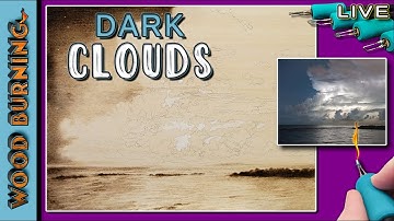 Pyrography: Thunderstorm over the Ocean // Wood Burning Dark Clouds