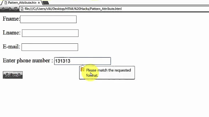 HTML Hacks - PATTERN Attribute to validate the input field and to limit the value in input field?