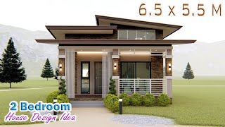 SMALL HOUSE DESIGN | 6.5 X 5.5 Meters | 2 Bedroom with Loft | Simple House