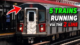 NYC Subway: R142 (5) Trains At 225 St (Running via the 2 Line)