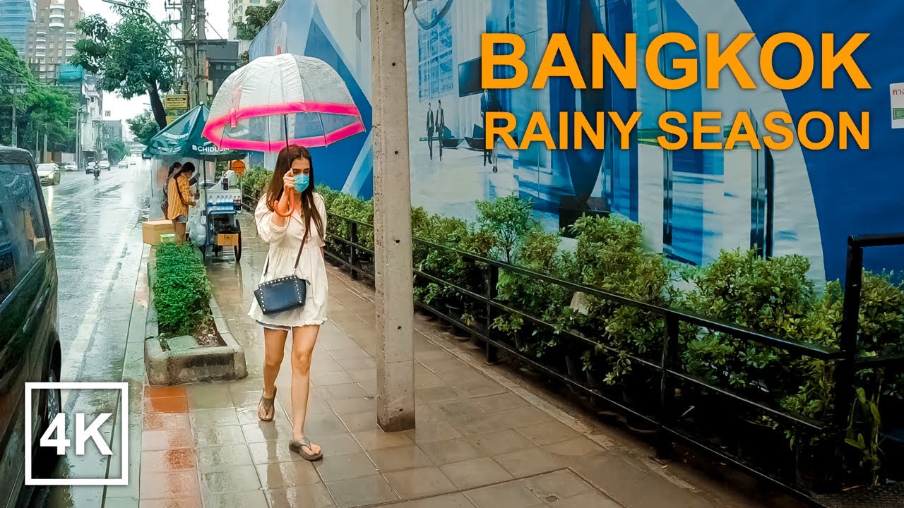 [4K] Rainy Chidlom Neighborhood - Rain ASMR Bangkok Thailand Walking Tour (วันฝนตกย่านชิดลม)
