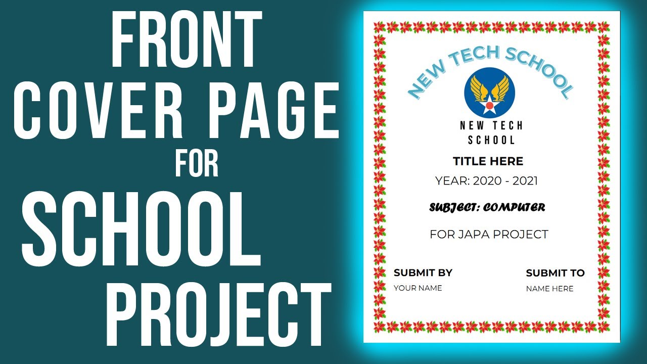 Front Page Design For School Project In Ms Word Simple And Easy Youtube