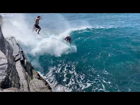 SURFING NOVELTIES IN HAWAII (RAW FOOTAGE)