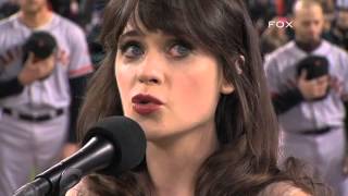 2012/10/27 Zooey Deschanel sings anthem