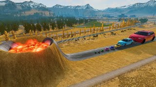 Big & Small Cars vs Volcano in BeamNG.Drive