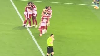 Η στιγμή επικύρωσης του 2ου γκολ του El Caabi Olympiacos - Aston villa 2-0 conference