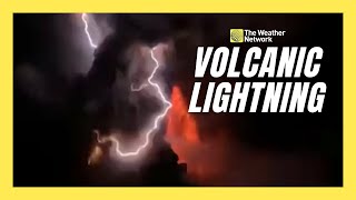 Volcanic Lightning Turns The Night Sky Red During Eruption