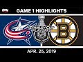 NHL Highlights | Bruins vs. Blue Jackets, Game 1 - April 25, 2019