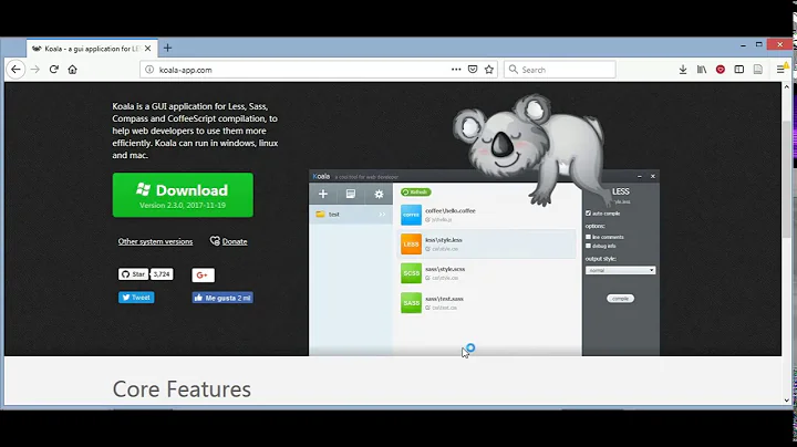 Tutorial Koala. Descargar, instalar. Aplicación para compilar sass, less, coffescript, compass