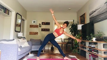 MOXIE yoga Advanced Transition: Half Moon to Sugarcane to Dancer