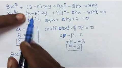 #12maths exercise 5.1-12 #if the equation 3x²+(3-p)xy+qy²-2px=8pq represent a circle find p,q,centre