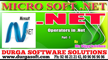 .Net Tutorial || .Net | Operators in .Net Part - 1 by Vijay Krishna