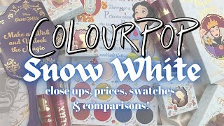 NEW ColourPop SNOW WHITE Collection | COLOURPOP + DISNEY Makeup Swatches, Close Ups + Comparisons
