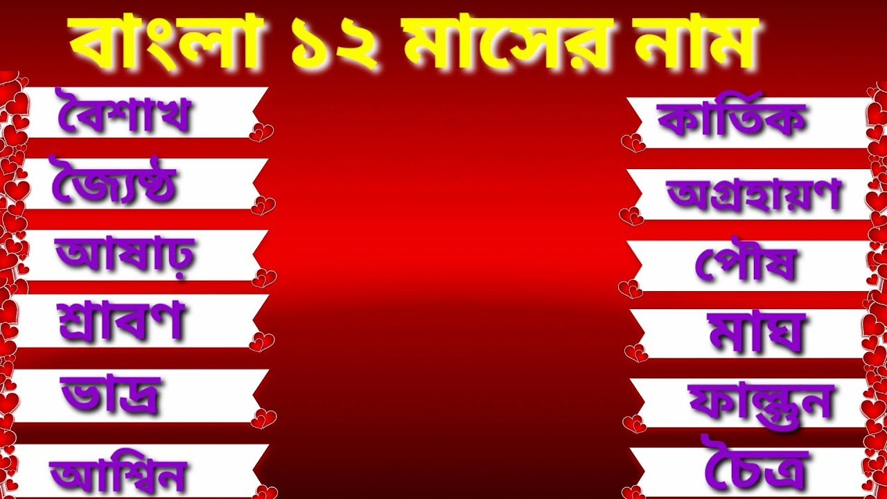 Bangla 12 Months Name 