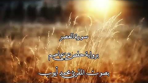 103/ تلاوة الشيخ محمد ايوب سورة العصر.