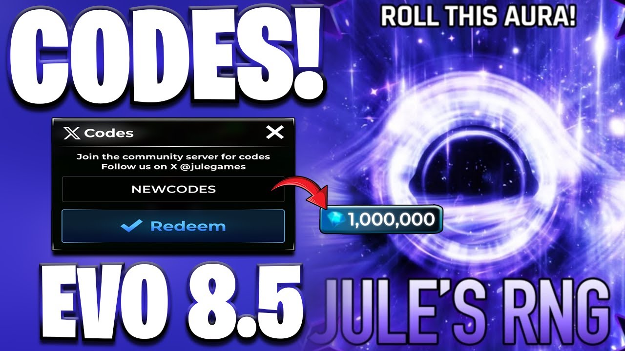 *NEW* ALL WORKING EVO 8.5 UPDATE CODES FOR JULES RNG! ROBLOX JULES RNG ...