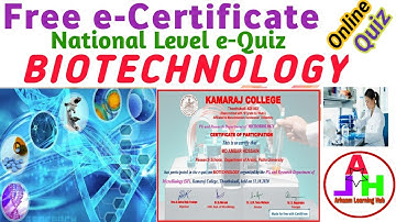 Biotechnology Quiz | Online E-Quiz on Biotechnology | Online Quiz Certificate