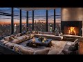 Cozy Relaxing Luxury Penthouse Fireplace 🔥😌🔥 Burning Logs &amp; Crackling Fire Sounds for Stress Relief