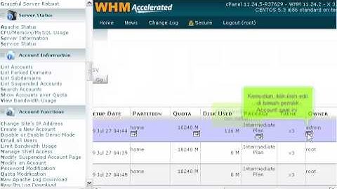 Cara mengubah pemilik account pada WHM cPanel By riauhost.net