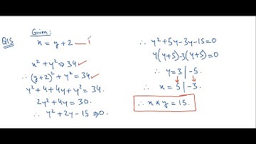 The number x is 2 more than number y sum of the squares of x and y is 34 find product of x and y