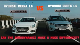 HYUNDAI CRETA 1.6D VS HYUNDAI VERNA 1.6D DRAG RACE‼️ AERODYNAMICS KICKED IN YOO⁉️