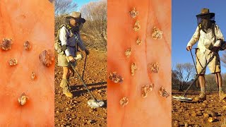 A Nice Patch of shiny Gold Nuggets found while Metal Detecting in Western Australia