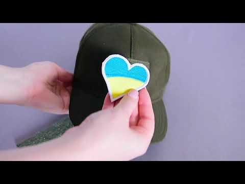 Шеврон на липучці прапор України 6х6,5 см у формі серця, вишитий патч нашивка, видео 1