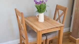Minsk small oak table Provence linen chair set