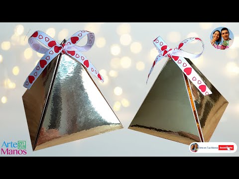❤️Cómo Hacer CAJAS con forma de PIRÁMIDE Para Regalos, Dulceros, Con Arte en Tus Manos