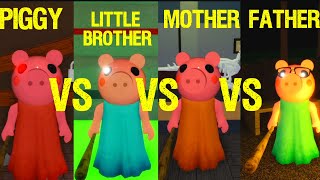 PIGGY vs LITTLE BROTHER vs MOTHER vs FATHER ROBLOX PIGGY 로블록스 피기 vs 남동생 피기 vs 엄마 피기 vs 아빠 피기