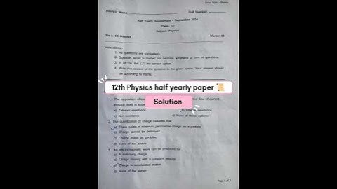 12th Physics half yearly exam solution 📜 hbse board 2024#physics