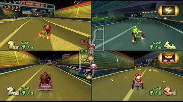 Mario Kart Double Dash!!: Mushroom City 4 player Netplay race 60fps