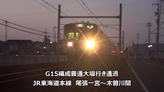 G15編成普通大垣行き通過　JR東海道本線　尾張一宮～木曽川間