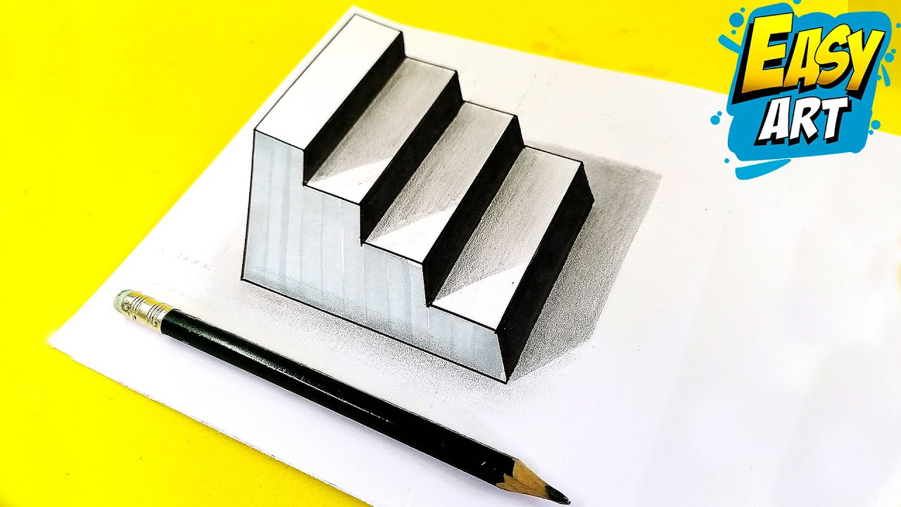 Learn To Draw 3d Stairs Optical Illusion Optical Illusion Stairs ...