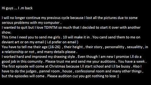 Total Drama Island Next Top  Model cycle 1 CASTING CALL